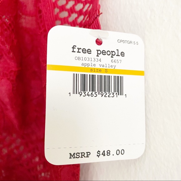 Free People Sitting Pretty Brami Red S NWT - Picture 7 of 10